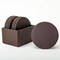 Dacasso Chocolate Brown Leatherette 10 Round Coaster Set with Holder AG-3335 - alternate 1